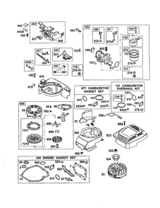 Carburetor Diagram and Parts List for 12Q802  Briggs and Stratton Engine